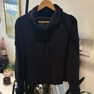 Free People Black Cowl Neck Sweater